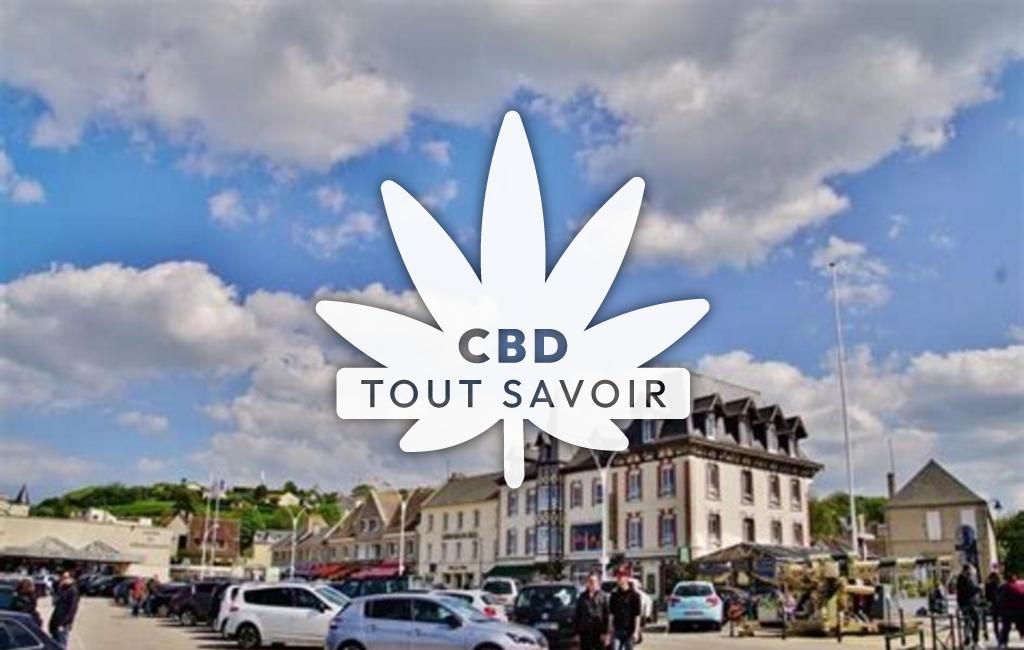 Village à Arromanches-les-Bains avec feuille Cannabis CBD