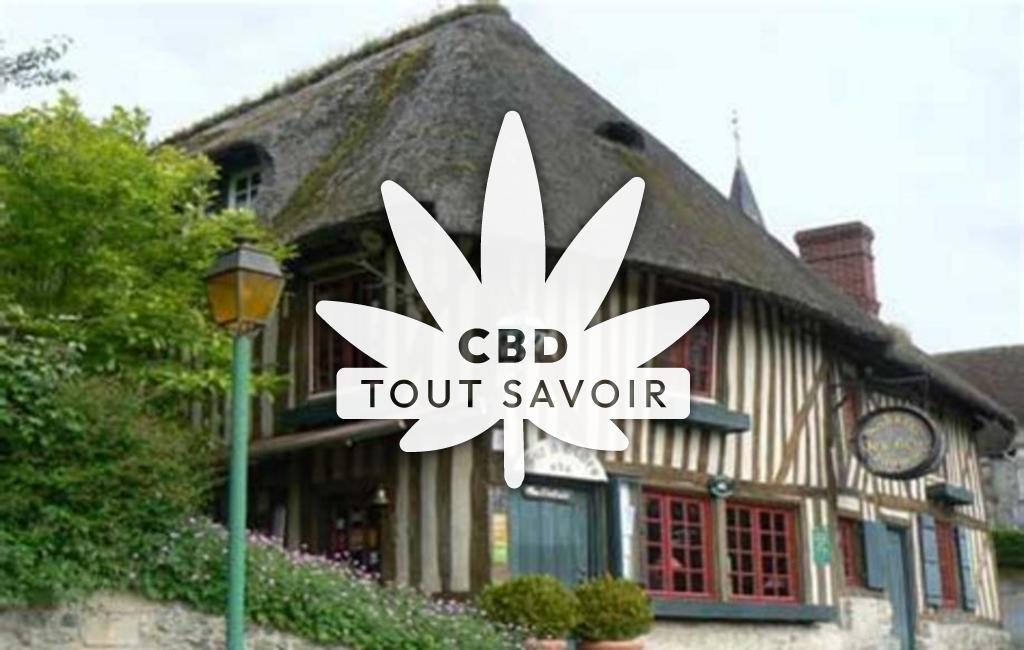 Village à Pierrefitte-en-Auge avec feuille Cannabis CBD