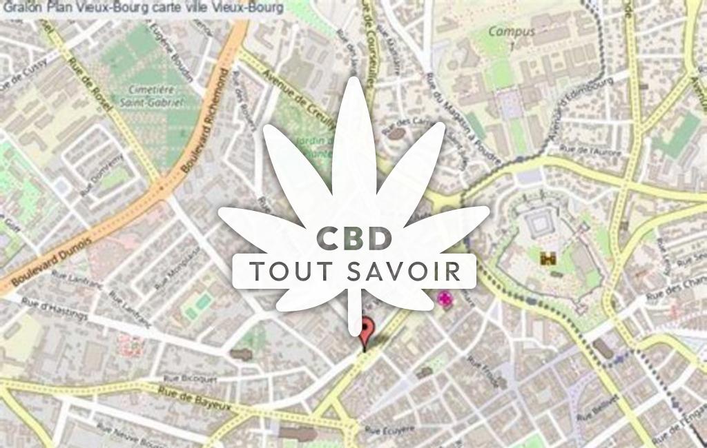 Village à Vieux-Bourg avec feuille Cannabis CBD