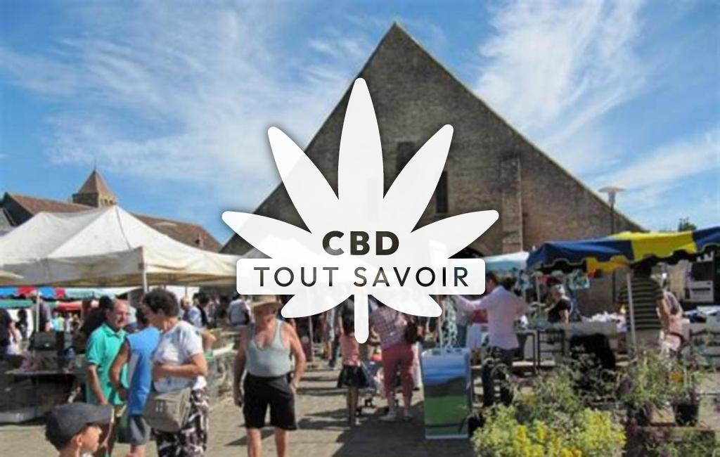 Village à Saint-Pierre-en-Auge avec feuille Cannabis CBD