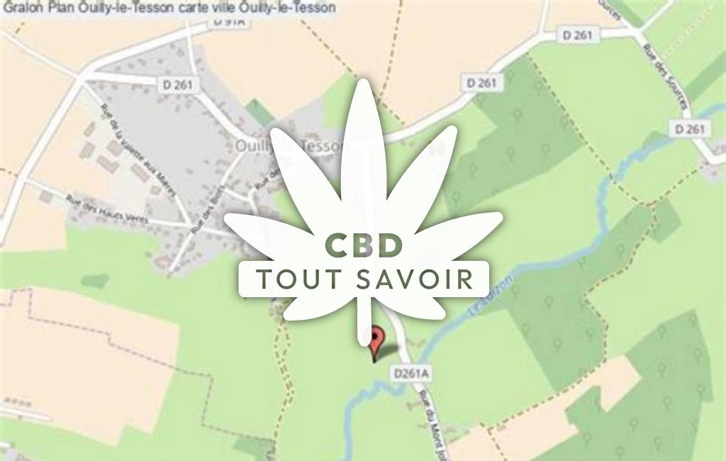 Village à Ouilly-le-Tesson avec feuille Cannabis CBD