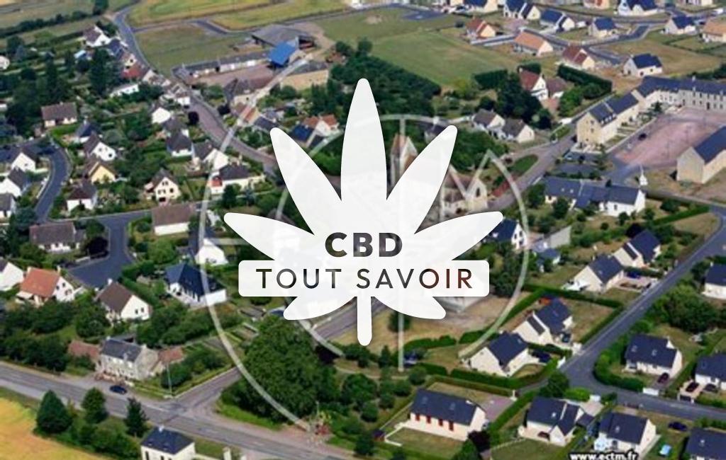 Village à Mondrainville avec feuille Cannabis CBD