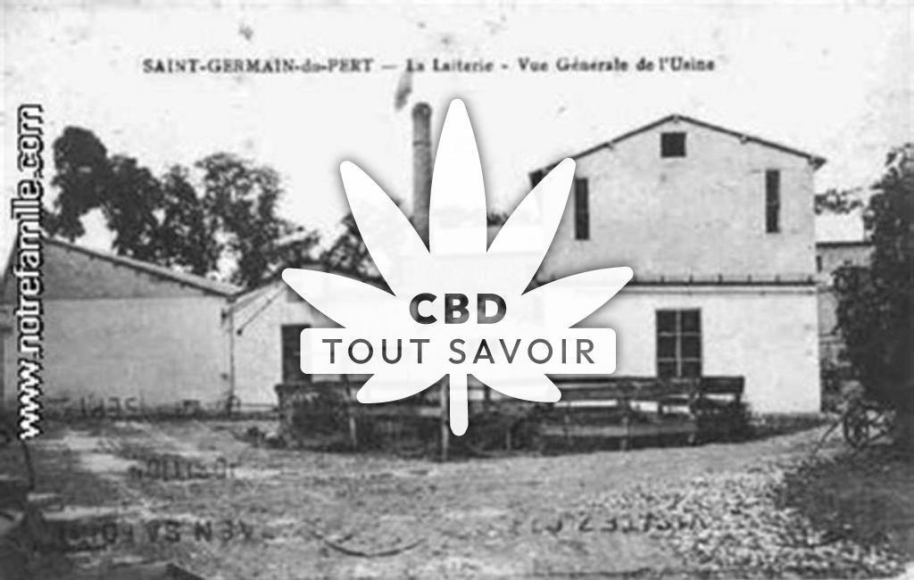 Village à Saint-Germain-du-Pert avec feuille Cannabis CBD