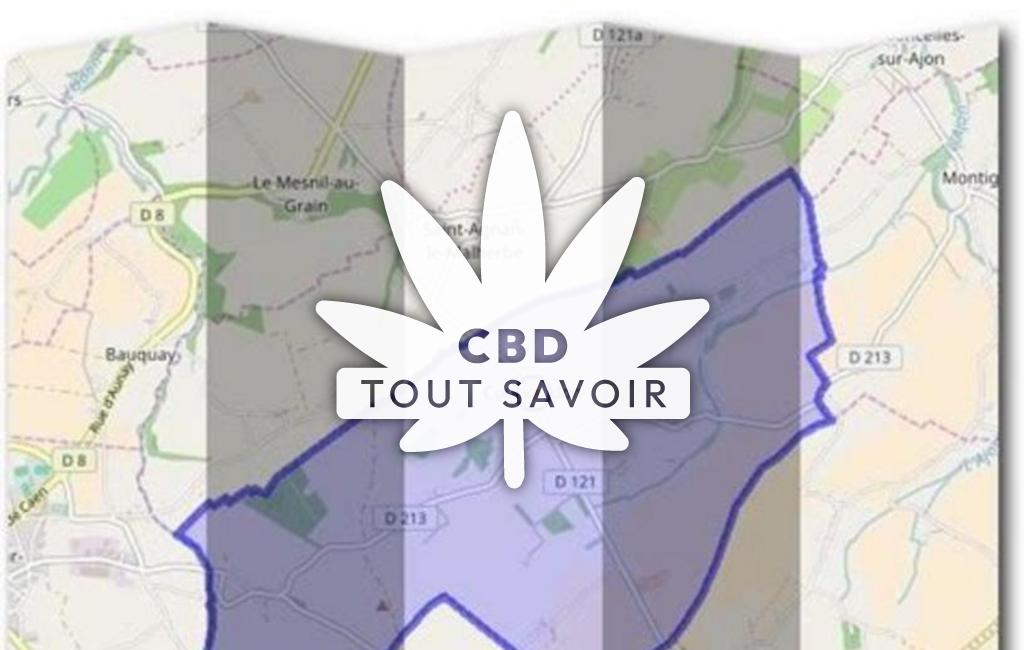 Village à Courvaudon avec feuille Cannabis CBD