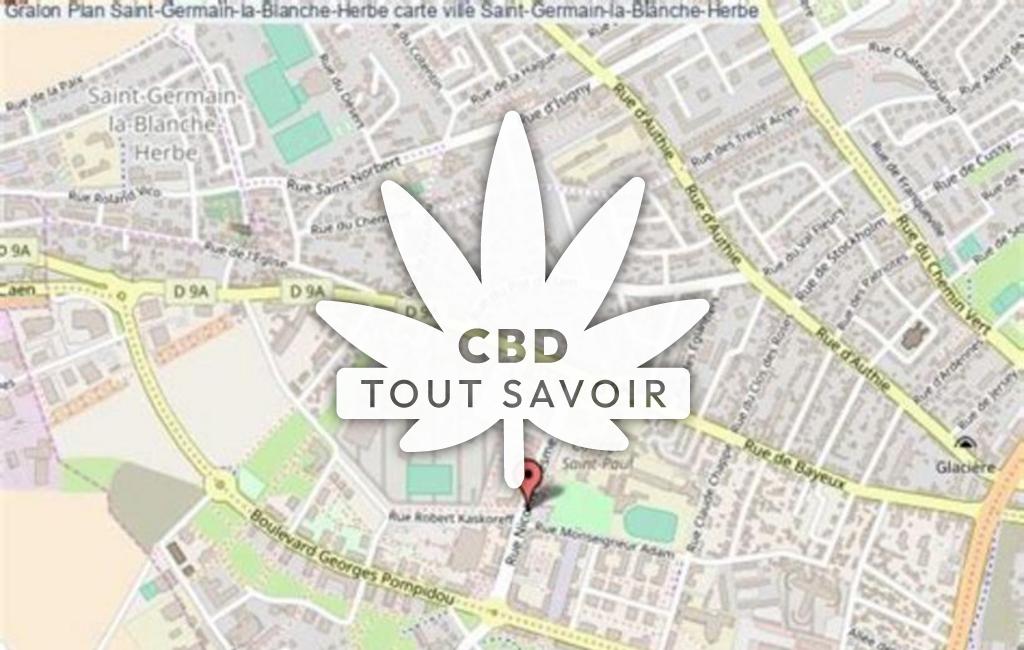 Village à Saint-Germain-la-Blanche-Herbe avec feuille Cannabis CBD