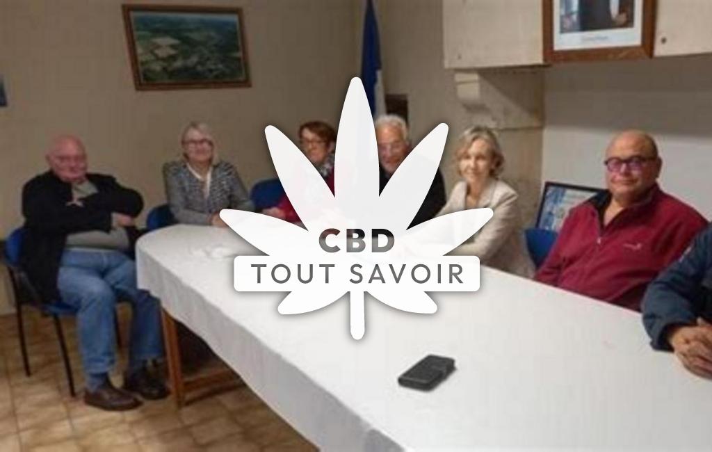 Village à Landes-sur-Ajon avec feuille Cannabis CBD