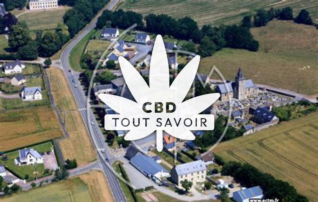 Village à Villy-Bocage avec feuille Cannabis CBD