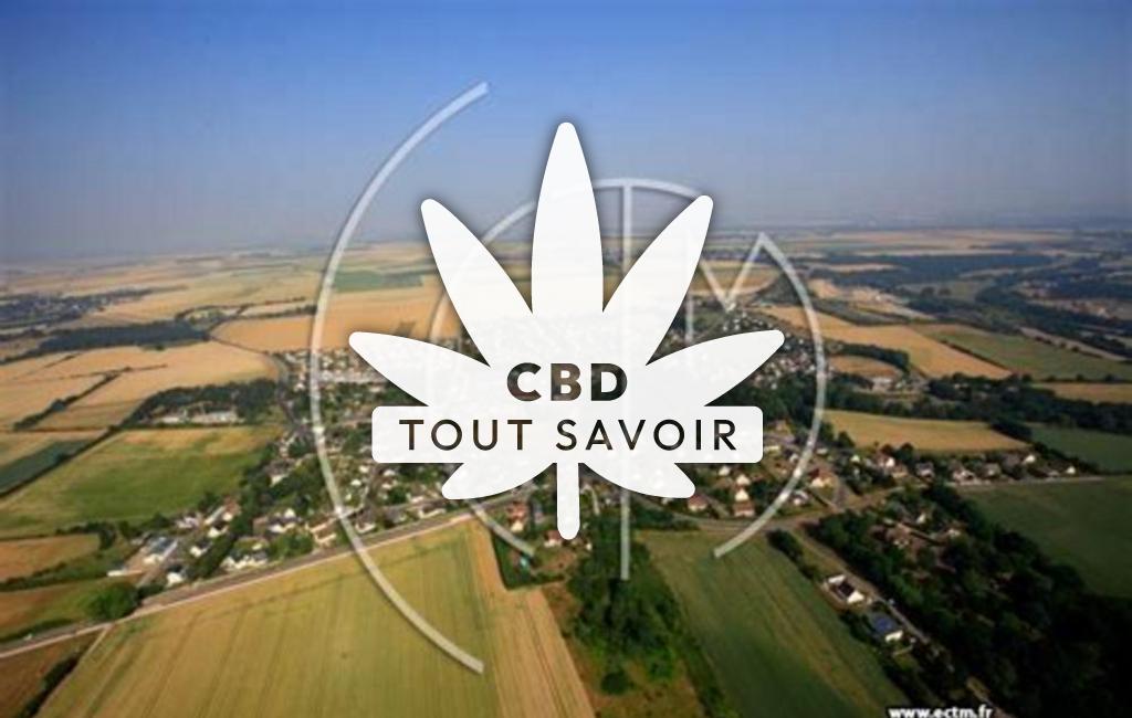 Village à Feuguerolles-Bully avec feuille Cannabis CBD