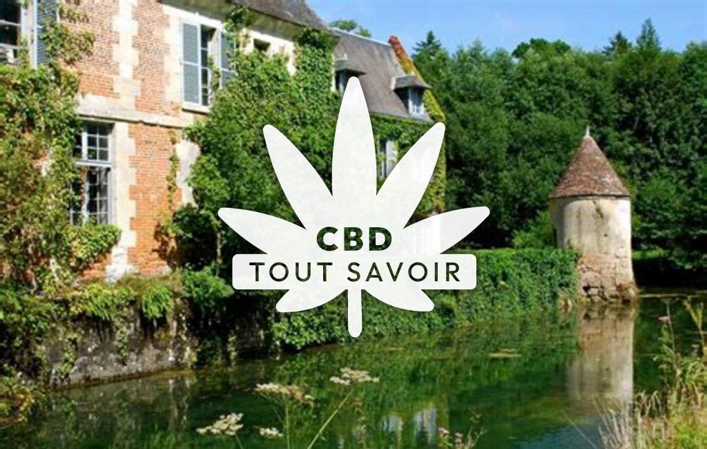 Village à La-Roque-Baignard avec feuille Cannabis CBD