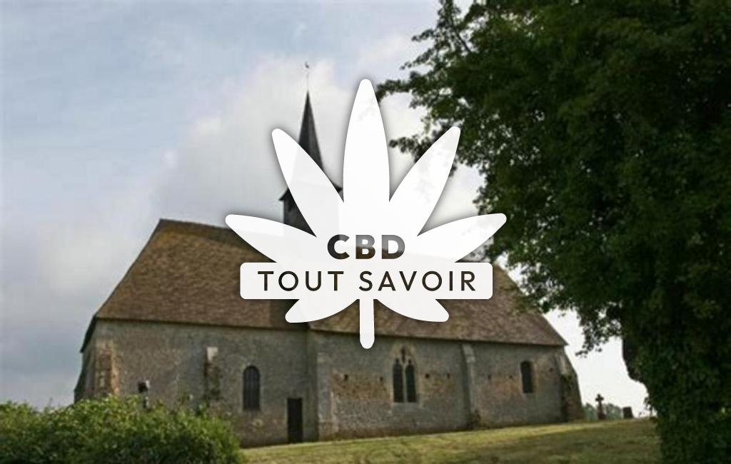 Village à Notre-Dame-de-Livaye avec feuille Cannabis CBD