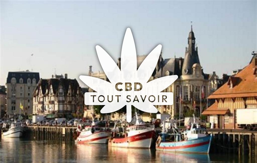 Village à Trouville-sur-Mer avec feuille Cannabis CBD