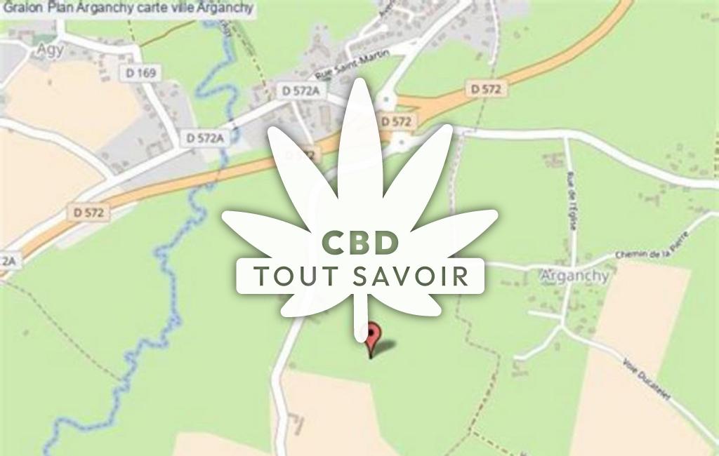 Village à Arganchy avec feuille Cannabis CBD