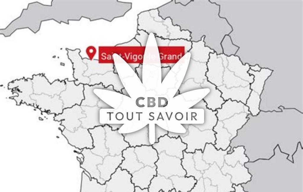 Village à Saint-Vigor-le-Grand avec feuille Cannabis CBD