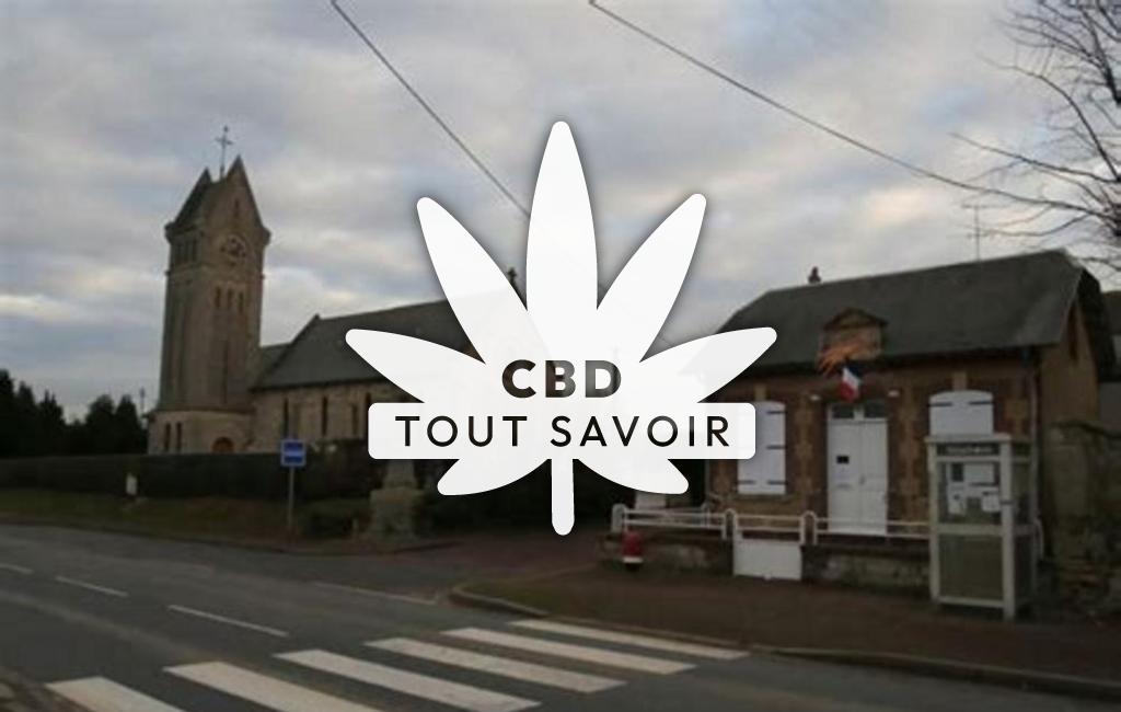 Village à Goustranville avec feuille Cannabis CBD