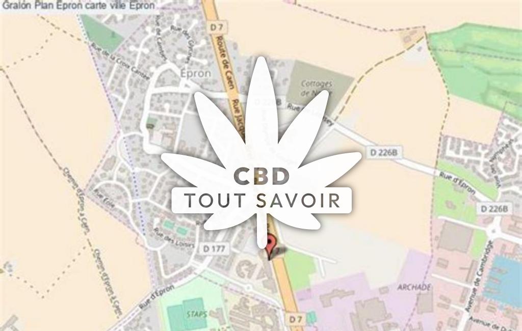 Village à Epron avec feuille Cannabis CBD