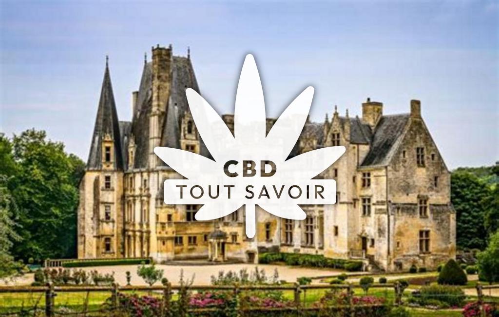 Village à Fontaine-Henry avec feuille Cannabis CBD
