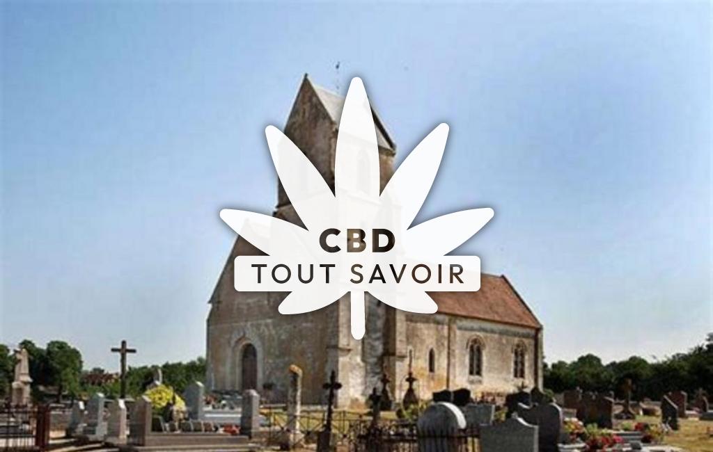 Village à Les-Moutiers-en-Auge avec feuille Cannabis CBD
