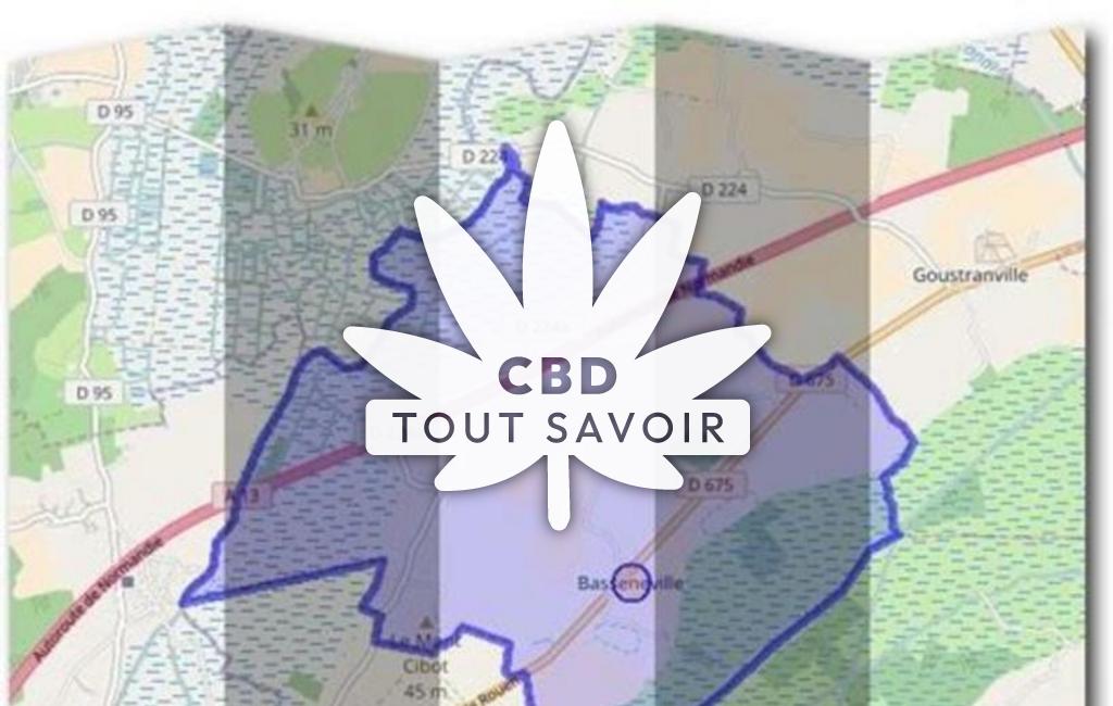 Village à Basseneville avec feuille Cannabis CBD