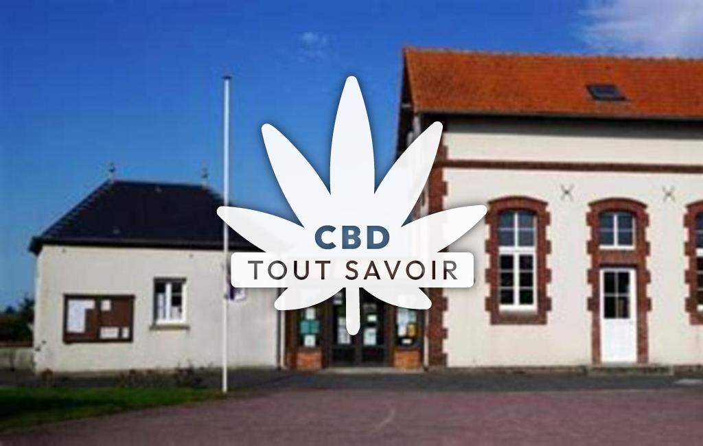 Village à Saint-Ouen-du-Mesnil-Oger avec feuille Cannabis CBD