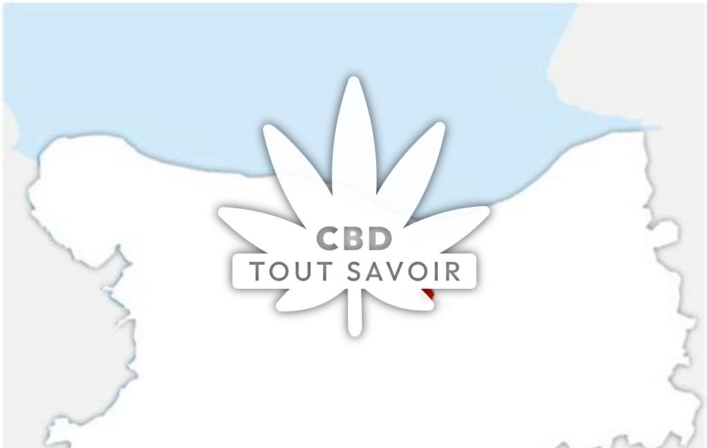 Village à Saint-Pair avec feuille Cannabis CBD