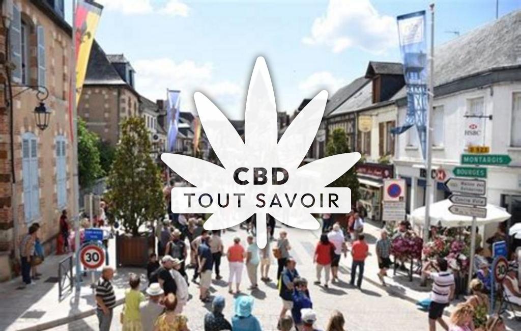 Village à Aubigny avec feuille Cannabis CBD