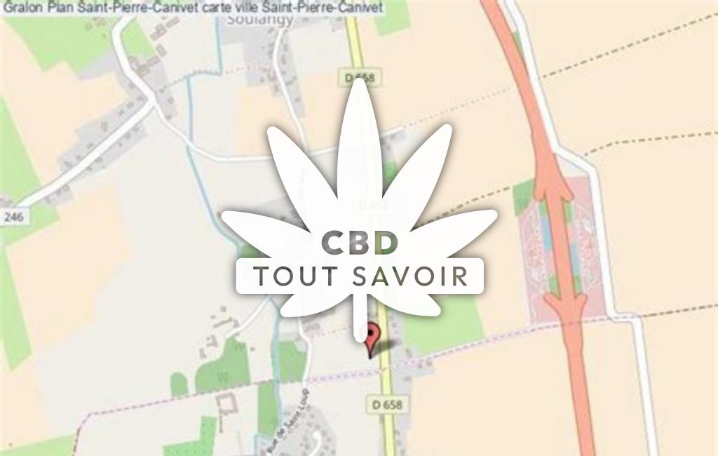 Village à Saint-Pierre-Canivet avec feuille Cannabis CBD