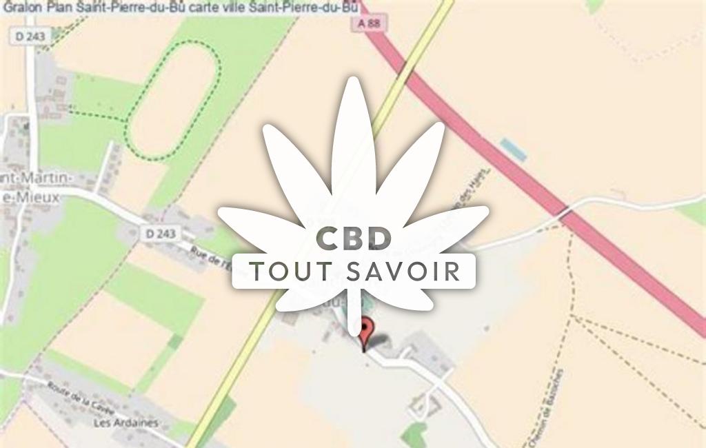 Village à Saint-Pierre-du-Bu avec feuille Cannabis CBD