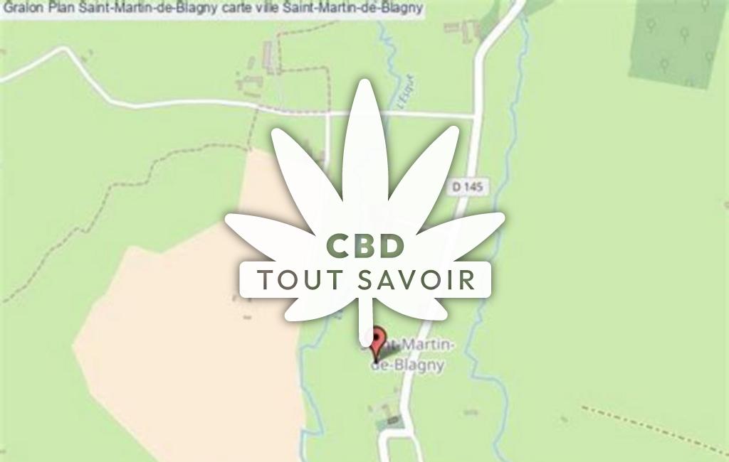 Village à Saint-Martin-de-Blagny avec feuille Cannabis CBD