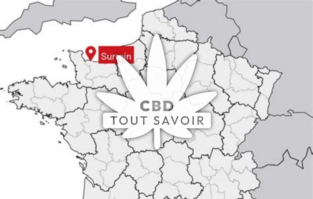 Village à Surrain avec feuille Cannabis CBD