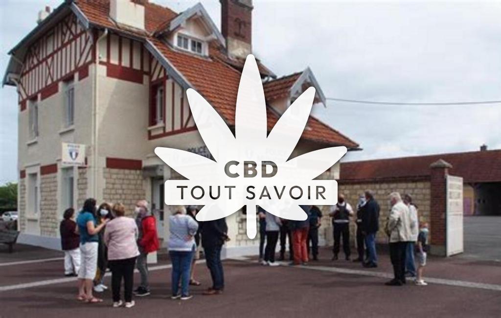 Village à Giberville avec feuille Cannabis CBD