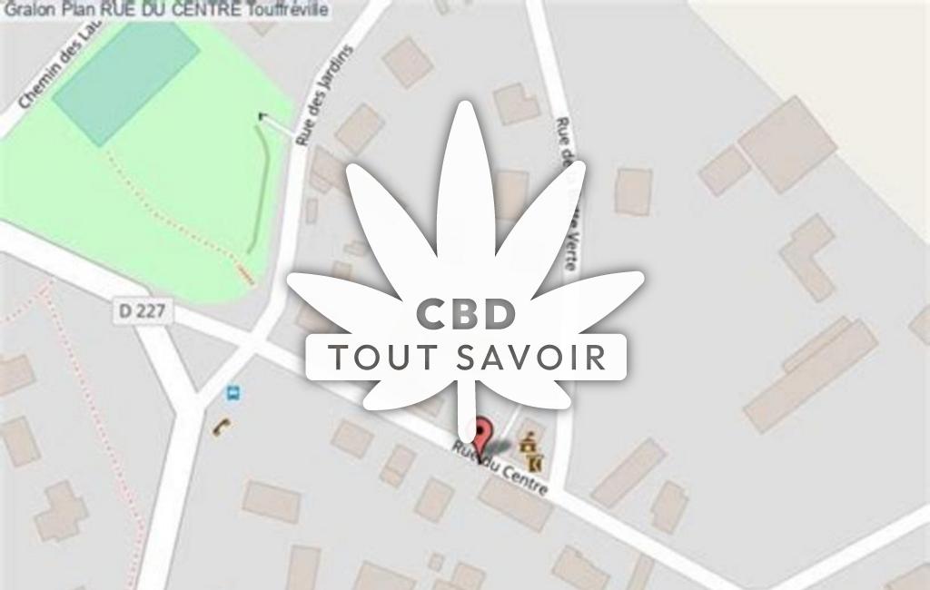 Village à Touffreville avec feuille Cannabis CBD