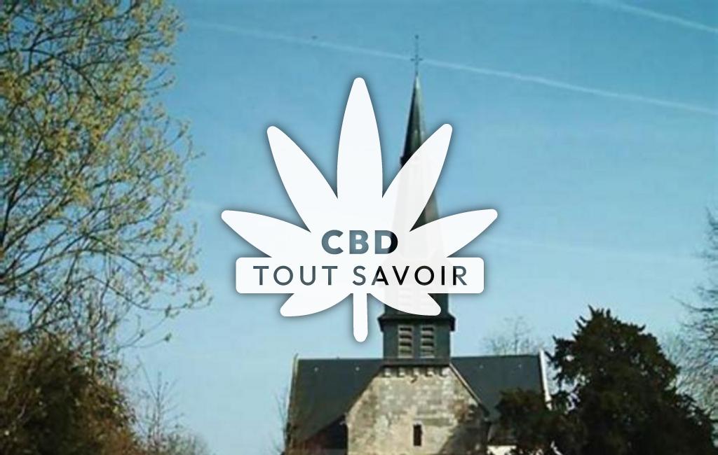 Village à Saint-Etienne-la-Thillaye avec feuille Cannabis CBD