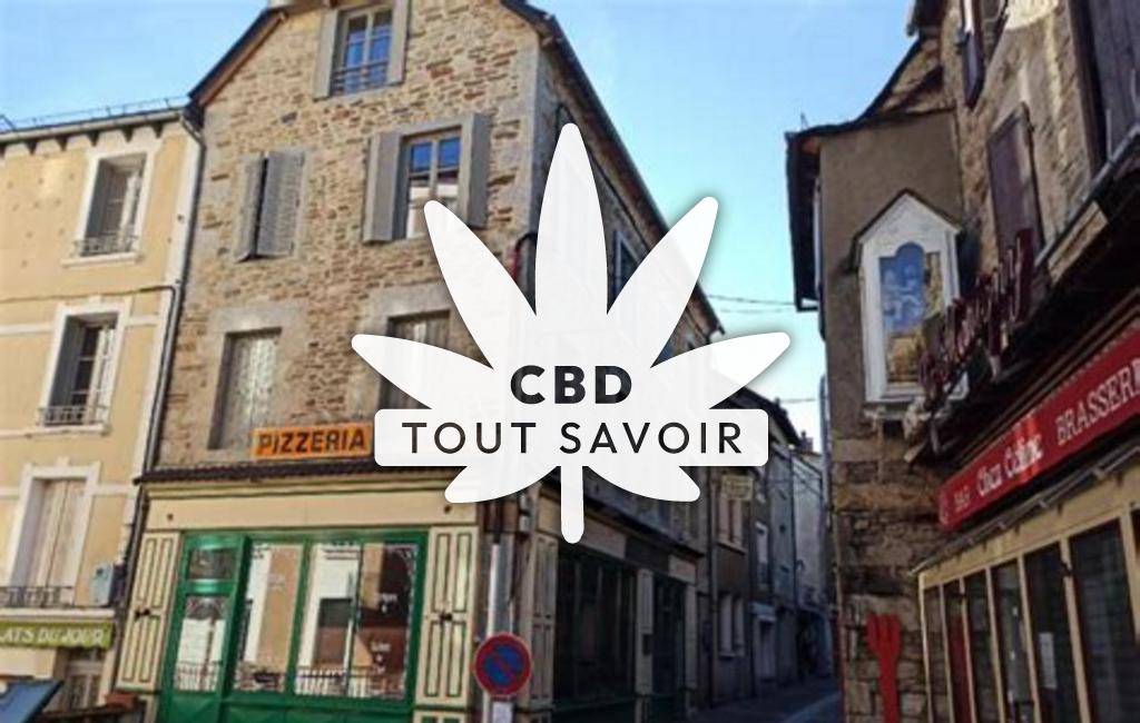 Village à Chaudes-Aigues avec feuille Cannabis CBD
