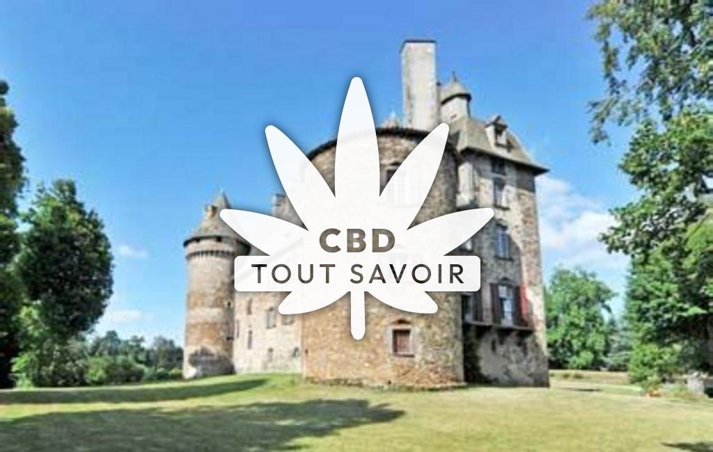 Village à Arpajon-sur-Cere avec feuille Cannabis CBD