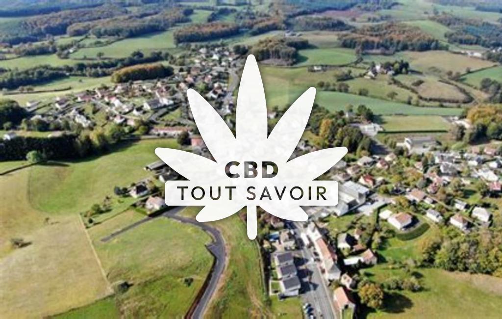 Village à Lafeuillade-en-Vezie avec feuille Cannabis CBD