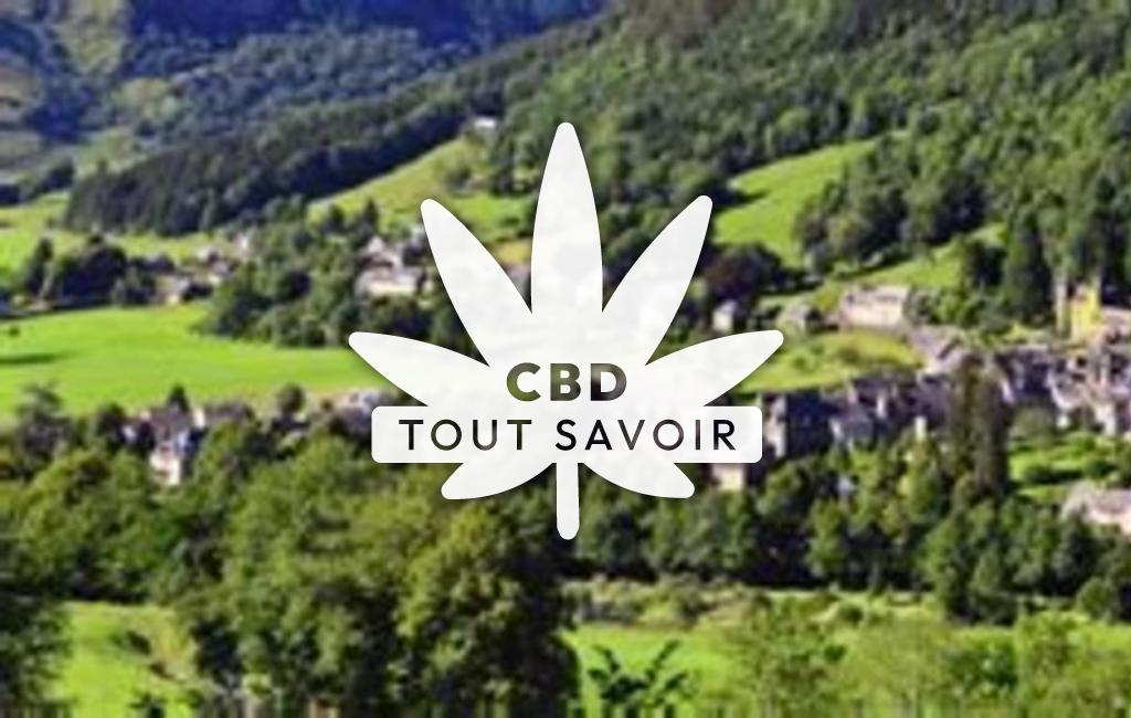 Village à Fontanges avec feuille Cannabis CBD