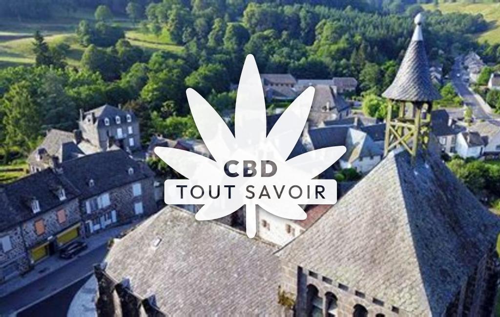 Village à Saint-Martin-Valmeroux avec feuille Cannabis CBD