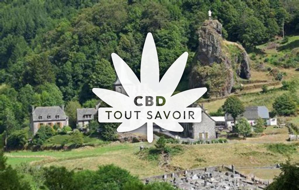 Village à Saint-Paul-de-Salers avec feuille Cannabis CBD