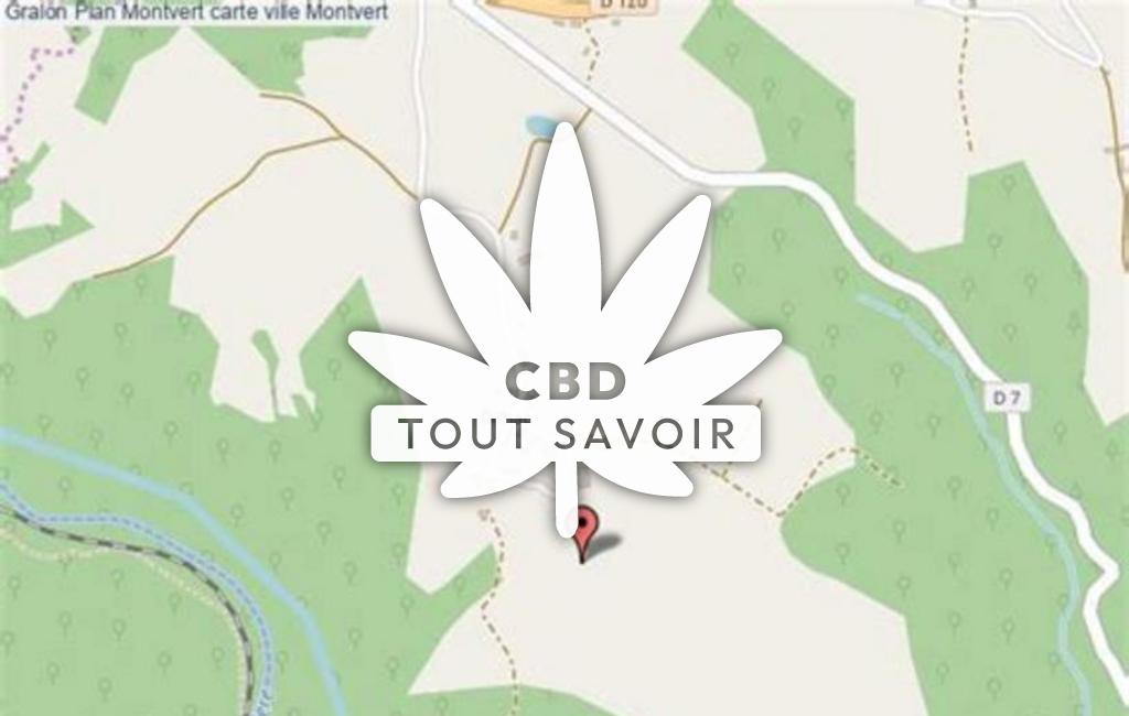 Village à Montvert avec feuille Cannabis CBD