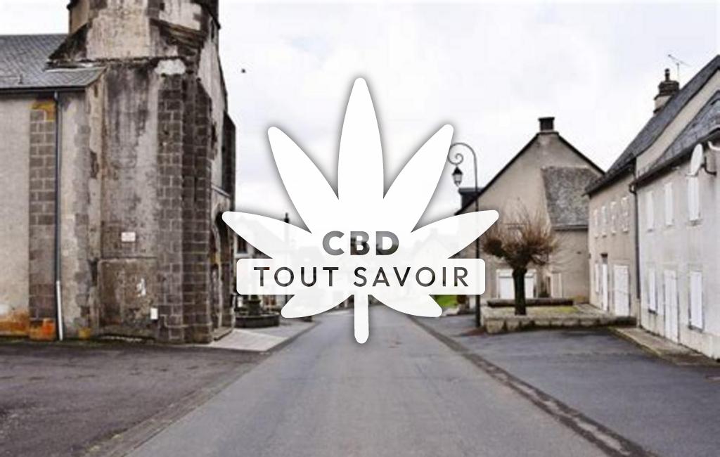 Village à Montboudif avec feuille Cannabis CBD