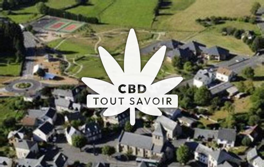 Village à Lanobre avec feuille Cannabis CBD