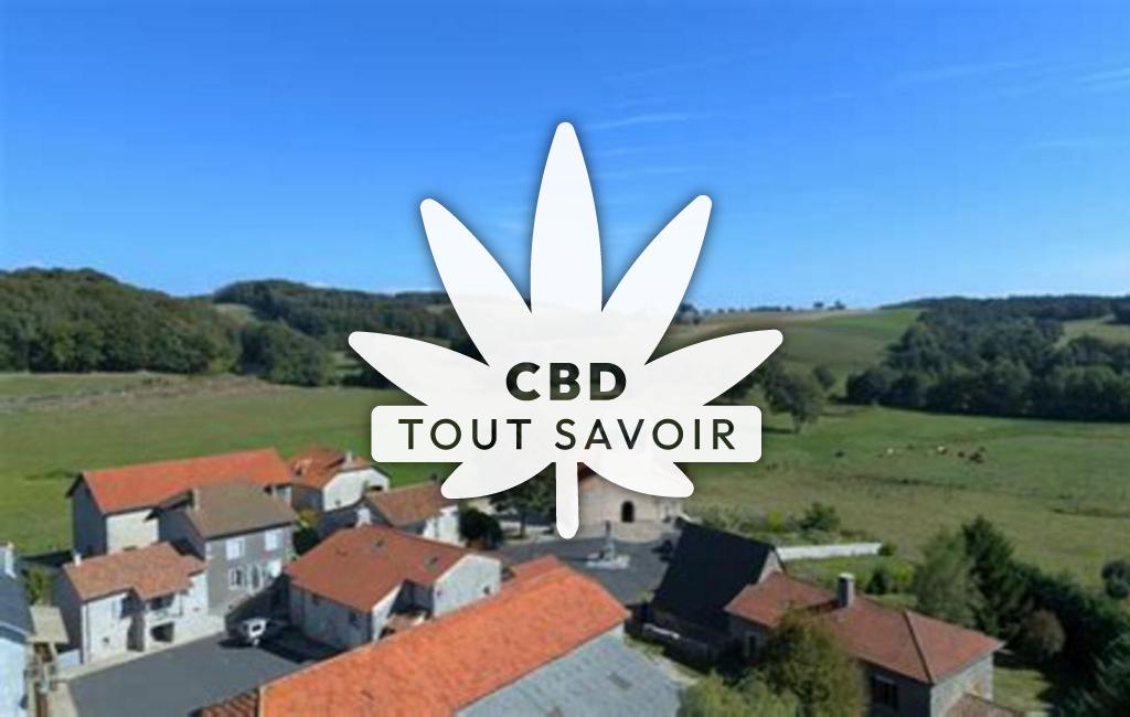 Village à Saint-Saury avec feuille Cannabis CBD