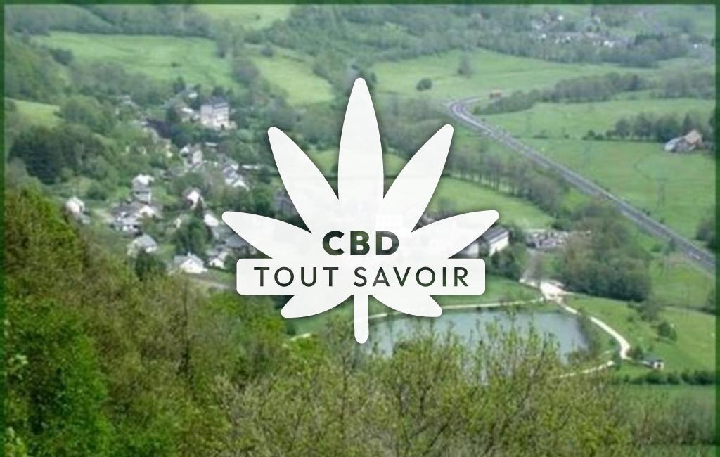 Village à Laveissiere avec feuille Cannabis CBD