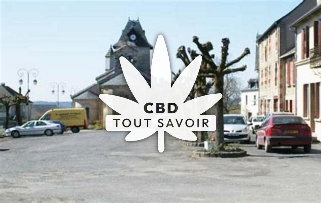 Village à Champagnac avec feuille Cannabis CBD