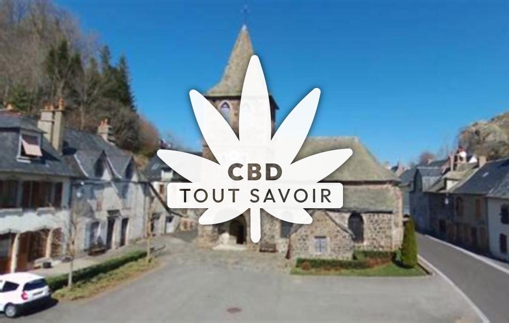 Village à Apchon avec feuille Cannabis CBD