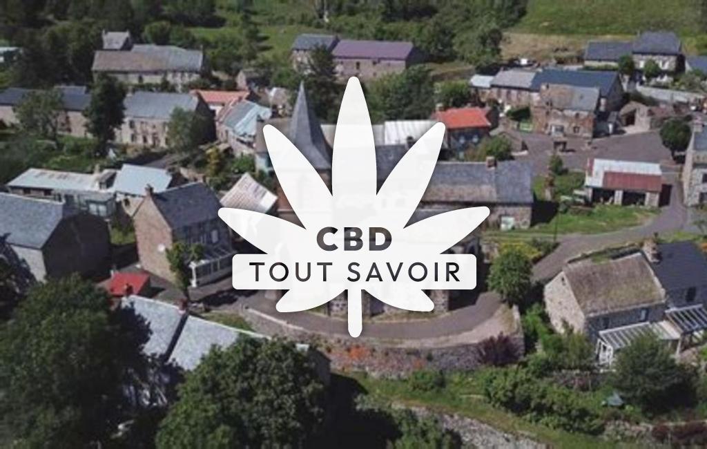 Village à Charmensac avec feuille Cannabis CBD
