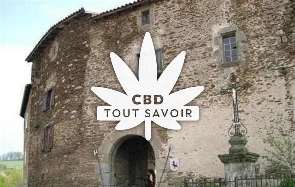Village à Leynhac avec feuille Cannabis CBD