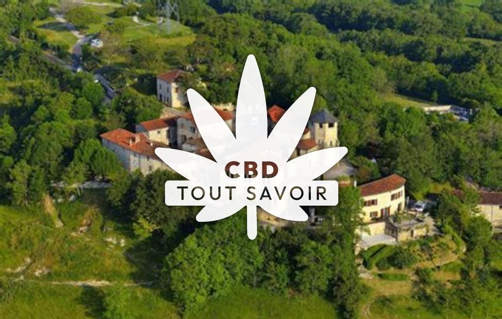 Village à Montmurat avec feuille Cannabis CBD
