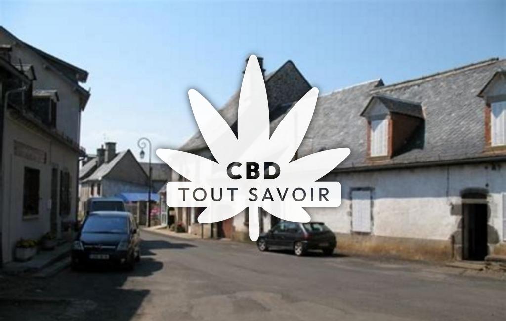 Village à Chaussenac avec feuille Cannabis CBD