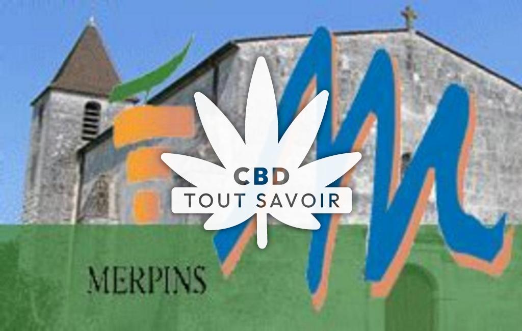 Village à Merpins avec feuille Cannabis CBD